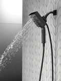 Delta Faucet 4-Spray Touch-Clean H2Okinetic In2ition 2-in-1 Dual Hand Held Shower Head with Hose and Magnetic Docking, Matte Black 58473-BL