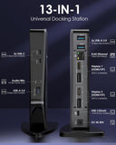 USB 3.0 and USB-C Universal Laptop Docking Station with 65W, Dual Monitor Docking Station for Windows or Mac