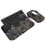 3-in-1 Ergonomic Keyboard Stand with Wrist Rest & Mouse Pad Set, Flower