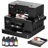 DXZ A4 UV Printer, UV Flatbed Printer with Raised Texture & Embossed Effect Printing, White Ink Circulation System, High Resolution Printing Machine for Acrylic, Glass, Wood, Metal, Phone Cases