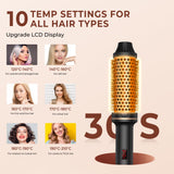 Thermal Brush,10 Temperatures LCD Display Upgrade to 400°F 1.5 in Heated Round Brush Curling Iron Heated Ceramic Tourmaline Ionic Comb 110-240V Volum