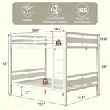nesture. Bunk Bed Full Over Full, Heavy Duty Metal Bunkbeds with Full-Length Guardrail, Space-Saving Steel Bed for Kids & Adults, No Box Spring Required, White
