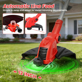 21V Weed Wacker Cordless String Trimmer with 2x4.0Ah Batteries & Fast Charger, 12" Automatic Feed Grass Trimmer, 2-in-1 Electric Weed Eater for Garden Edge Lawn Tool