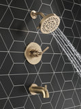Delta Faucet Saylor 14 Series Gold Tub and Shower Faucet Combo, Bathtub and Shower Trim System, Shower Trim Kit, Bathtub Faucet Set, Shower Tub Faucet, Champagne Bronze T14435-CZ (Valve Not Included)