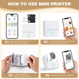 Thermal Mini Printer, Portable Inkless Sticker Maker, Bluetooth Printer for Phone, Wireless Label Printer with Tape cudinham