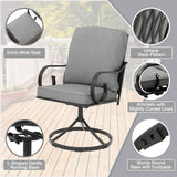 MELLCOM Outdoor Swivel Rocker Patio Chairs with Grey Cushions, Set of 6