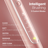 Aquasonic Vibe Series PRO – Ultra-Whitening Electric Toothbrush – 5 Modes & Smart Timers – UV Sanitizing Base – ADA Accepted (Satin Rose Gold)