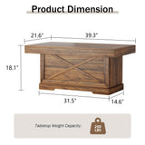 Lareth Coffee Table 39 in Rustic Center Table with X-Design Wooden Pedestal for Living Room, Space Saving, Rectangle Home Office Tea Accent Table for Dining Room Apartment, Walnut
