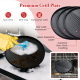 Giantex Electric Grill Outdoor, 1200W Electric BBQ Grills Outdoor Cooking with Lid & Thermometer, Nonstick Griddle, Drip Tray, 2-in-1 Freestanding & Tabletop Grill for Apartments Backyard Party, Red