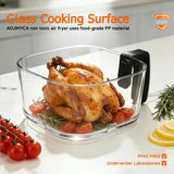 AOJIMYCA Glass Air Fryer, Portable Air Fryer with 6.0QT Glass Container, Adjustable Time & Temp, Power-Off & Overheat Protection, 8-in-1 Non Toxic AirFryer for Quick Easy Meals