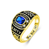 Oseew 2027 Men Personalized Graduation Class Ring (Yellow Gold)
