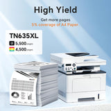 TN635XL TN635 Toner TN635XLBK TN635XLC TN635XLM TN635XLY High Yield Toner Cartridge Replacement for Brother HL-L8430CDW L8430CDWT L8570CDW MFC-L8730CDW L8930CDW L8970CDW EX575(4 Pack)