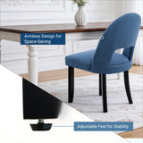 BONBEUR Upholstered Dining Chairs Set of 6, Mid Century Modern Kitchen Chairs with Solid Wood Legs & Linen Fabric Backrest for Dining Room and Farmhouse, Blue