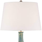 360 Lighting 26" High Gourd Mid Century Modern Coastal Table Lamps Set of 2 Teal Ceramic Fabric White Shade Living Room Bedroom Bedside Nightstand House Office Home Reading (Colors May Vary)