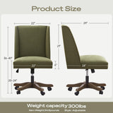 Upholstered Armless Office Chair Fabric Swivel Home Desk Chair with Wheels