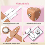 universal trotter Vintage PU Leather Luggage Set, Retro Trunk Suitcase with Wide Aluminum Frame, TSA Key Locks and Smooth 360° Spinner Wheels (Blush Pink,12"+20"+26")