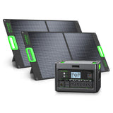 2400W Portable Power Station with 2x100W Solar Panel (Ship Separately)