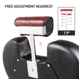 OmySalon Classic Barber Chair Reclining Hair Salon Stylist Chair All Purpose, Heavy Duty Hydraulic Pump, Adjustable Headrest, Tattoo Barbershop Beauty Spa Equipment