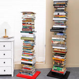 11-Tier Veal Metal Spine Boohelf Tower, Slim Floating Bookcase for Smals, Modern Gray Book Shelf for Living Room, Bedroom, Office Decor