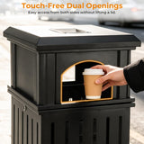 BEAMNOVA Commercial Outdoor Trash Can with Lid, Matte Black, 17.7 * 37.4 in