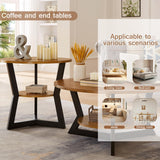 Gravilithic Round Coffee Table, Wood Circle Coffee Table with 2-Tier Storage, Center Table for Living Room Bedroom Office Apartment, Easy Assembly, 35'x 18' Inches, Espresso
