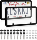 KLSKKJ 2 Pack Clear License Plate Covers and Frames, License Plate Protector Unbreakable Plastic Shields Tag Holder Fits Standard US Plates with Screws Caps