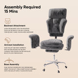 Cross Legged Office Chair with Footrest, Big and Tall Comfy Ergonomic Reclining Executive Chair Wide Seat with Flip-Down Armrests
