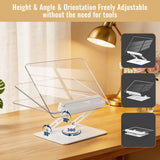 HAUTOCO Acrylic Book Stand, Adjustable Book Holder with 360° Rotating Base