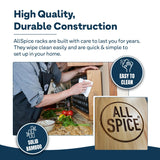 AllSpice Spice Rack Organizer, Wood, 525 Unique Labels, Countertop or Wall Mount, Includes 30 4oz Jars- Bamboo