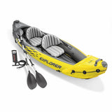 Intex 68307EP Explorer K2 Inflatable Kayak Set: Includes Deluxe 86in Kayak Paddles and High-Output Pump – Adjustable Seats with Backrest – Removable Skeg – 2-Person – 400lb Weight Capacity Intex
