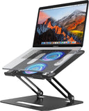 Adjustable Laptop Cooling Stand with 2 Quiet Fans & RGB Lighting, Aluminum Alloy & Foldable Ergonomic Design for MacBook