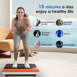 Natini Vibration Plate Exercise Machine - Whole Body Vibration Platform Machine with Pilates Bar Resistance Bands for Home Fitness Training Equipment (Orange)