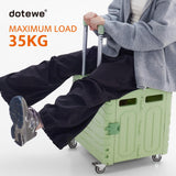 Folding Utility Cart Portable Rolling Crate Handcart Foldable Shopping Trolley Collapsible, with Lid, on Wheels (Green)
