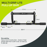 ProsourceFit Multi-Grip Lite Pull Up/Chin Up Bar, Heavy Duty Doorway Upper Body Workout Bar For Home Gyms 24”-32” ProsourceFit