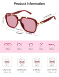 SOJOS Big Trendy Polarized Aviator Sunglasses for Women Men, 80s 90s Retro Square Aviators Sun Glasses SJ2672, Red/Light Red Tint