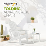 nevilywood Folding Adirondack Chairs Set of 4, HDPE Cup Holders, White