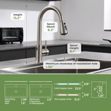 Automatic Kitchen Sink Faucet with Pull Down Sprayer Brushed Nickel Motion Sensor Smart Hands-Free VFAUOSIT