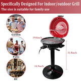 Electric Grill Outdoor BBQ, Techwood 15-Serving Indoor/Outdoor Electric Grill for Indoor & Outdoor Use, Double Layer Design, Portable Removable Stand Grill, 1600W (Stand Red BBQ Grills)