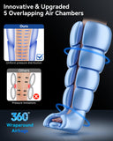 KingPavonini Cordless Leg Compression Massager with 5 Overlapping Chambers & 3 Foot Heat, 4500mAh Leg Massager for Circulation and Pain Relief, 19 Modes & 8 Intensities, Recovery Boots for Athletes