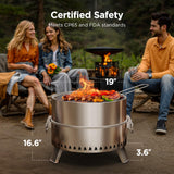 Smokeless Firepit, 19 Inch Fire Pit for Camping with Patented Technology, Portable Fire Pit for Outside | Wood Burning Ciays