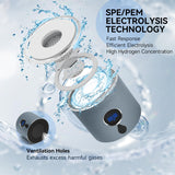 Alkaenum Hydrogen Water Bottle with Three Modes Produces 5000 PPB of Hydrogen Water in 8 Minutes,Made of Aluminium and Glass,with Colorful Light,Rechargeable for Travelling,Office,Home