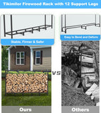 Tikimilor 6.7ft Firewood Rack Holder, Adjustable Heavy Duty Fire Log Stacker Stand for Fireplace, Outdoor Indoor Metal Wood Pile Storage Organizer, Patio Logs Stand tool, Black