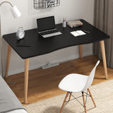 Stylish Modern Wooden Computer Desk with Solid Wood Legs Durable Home Office Writing Table & Gaming Workstation (80x50x73CM Black) Perfect for Study & Work