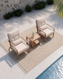 YURDAFY 3-Piece Aluminum Patio Furniture Set with 2 Outdoor Chairs and Side Table, Modern Patio Bistro Set with Washable Cushions, Water-Repellent Fabric for Backyard, Porch, Deck, Poolside, Beige