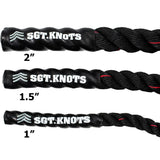 SGT KNOTS Twisted Battle Jump Rope - Weighted Strength Training Jump Rope for Fitness, Crossfit, Battling (1.5" x 10ft, Black with Red Tracer) SGT KNOTS