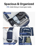 CROSSGEAR 24L Packable Backpack, Lightweight Hiking Daypack, Multiple & RFID Pocket, Water-Resistant Foldable Hiking Backpack for Women Men, Nylon Fabric for Travel Camping, Navy Blue