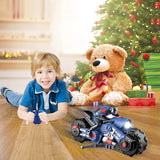 Liberty Imports 2.4Ghz RC Motorcycle Remote Control Stunt Drift Bike Racing Vehicle - 1/10 R/C High Speed Cyclone Motorbike and Riding Figure with 360° Spinning Wheels Action (Blue)