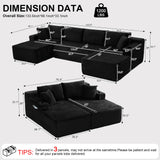 134 Inch Modular Sectional Sofa, Cloud Boneless Couch for Living Room