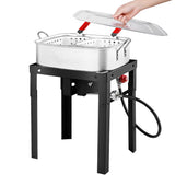 RYHOFOUD Propane Deep Fryer with 18Qt Square Deep Fryer Pot – High Grade Strainer Basket Aluminum Pot for Fish Fry, Seafood Pot
