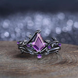 Oseew Amethyst rings for women sterling silver Amethyst engagement ring set Anniversary